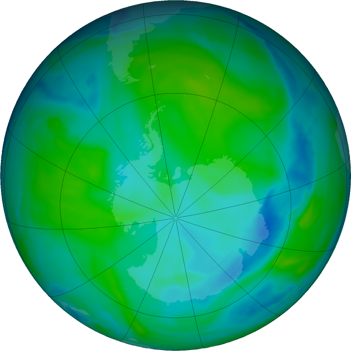 Antarctic ozone map for 28 December 2023